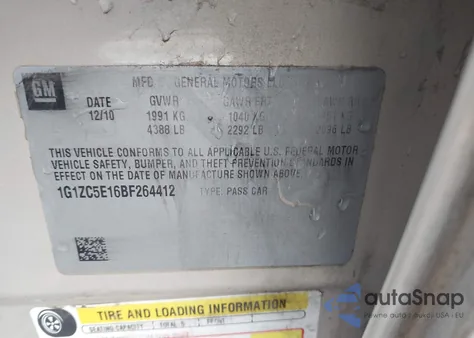 2011 Chevrolet Malibu 1Lt из США, поврежденный, VIN 1G1ZC5E16BF264412